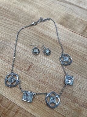 *3 for $10* Silver-Tone Floral Crystal Necklace and Earring Set - Clear